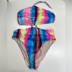 PilyQ PQ Swim One Piece Swimsuit Monokini Watercolor Tie Dye Sample Style XL